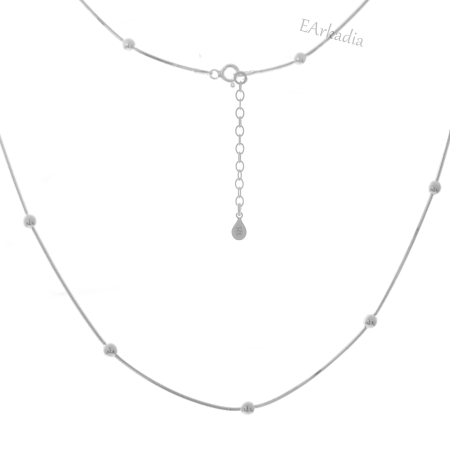 Naszyjnik choker kuleczki 4 mm żmijka srebro 925